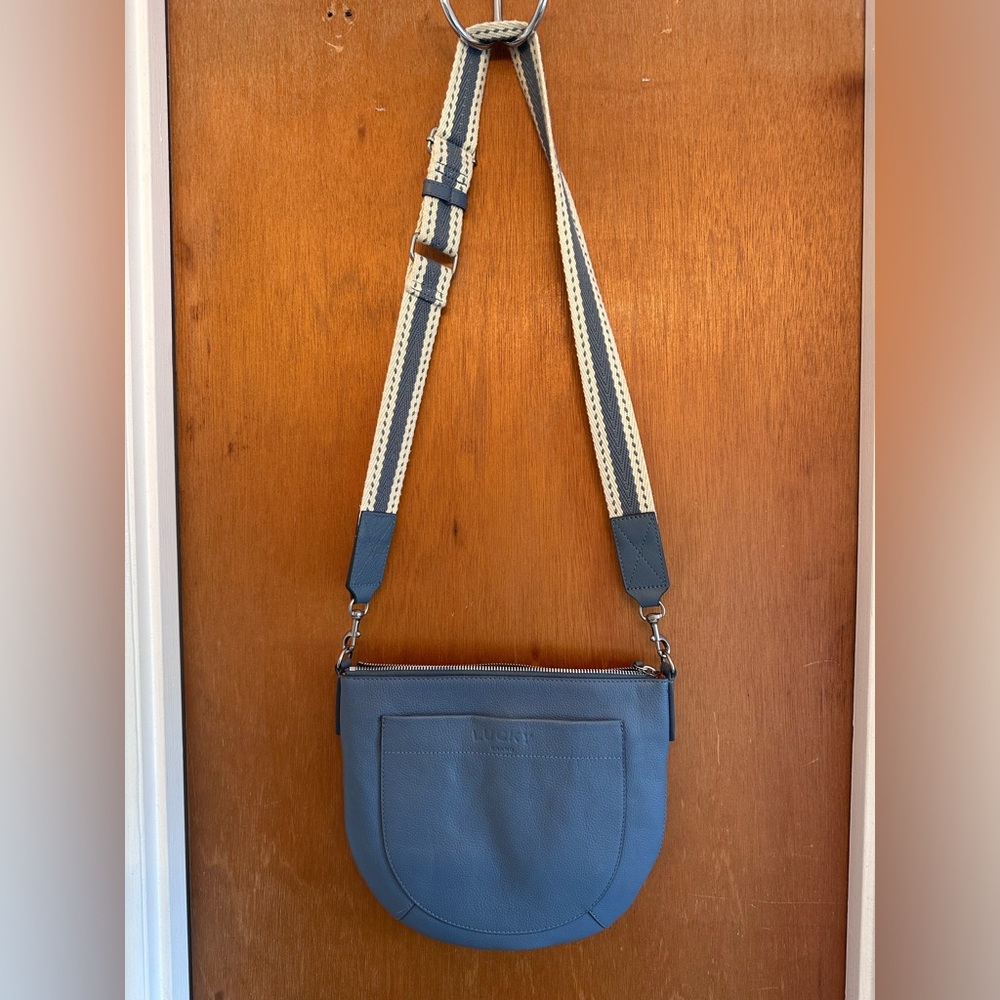 Blue Leather Crossbody Bag